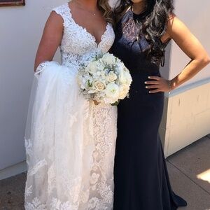 Navy Blue mermaid style bridesmaid or wedding guest dress
